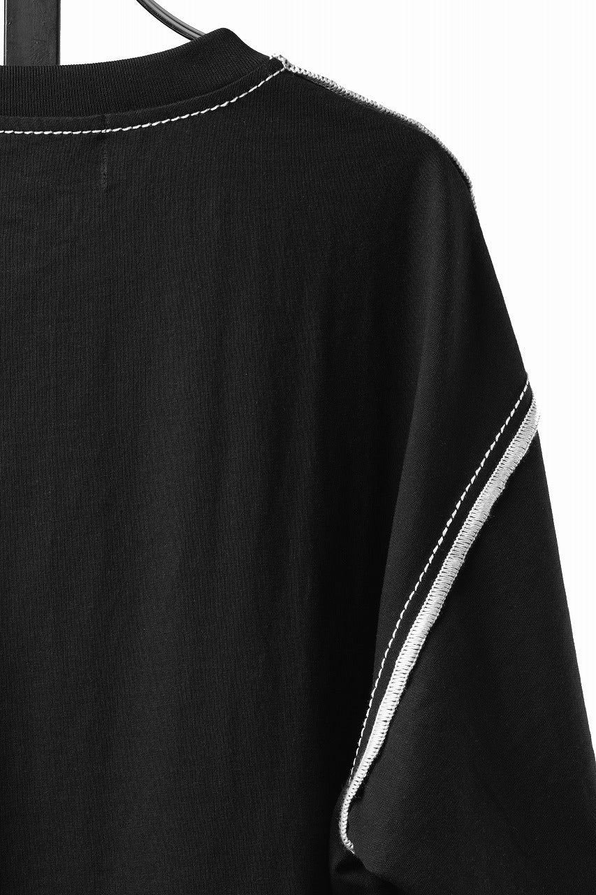 Load image into Gallery viewer, OBLADI BLACK T-SHIRT WITH BEIGE OVERLOCK STITCHING (BLACK)