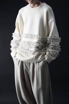 画像をギャラリービューアに読み込む, F/CE. DUAL TEXTURE SHIFTED LINES KNIT (IVORY)