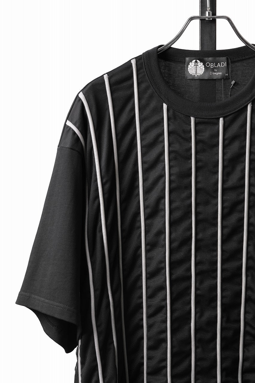 Load image into Gallery viewer, OBLADI LACE STRIPE UNDER BLACK MESH T-SHIRT (BLACK)