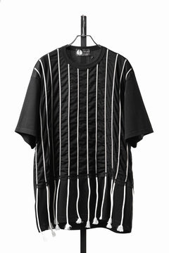 Load image into Gallery viewer, OBLADI LACE STRIPE UNDER BLACK MESH T-SHIRT (BLACK)