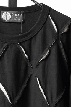 Load image into Gallery viewer, OBLADI ARGYLE JERSEY PATCHWORK T-SHIRT (BLACK x WHITE)