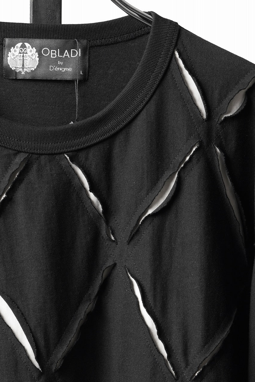 Load image into Gallery viewer, OBLADI ARGYLE JERSEY PATCHWORK T-SHIRT (BLACK x WHITE)