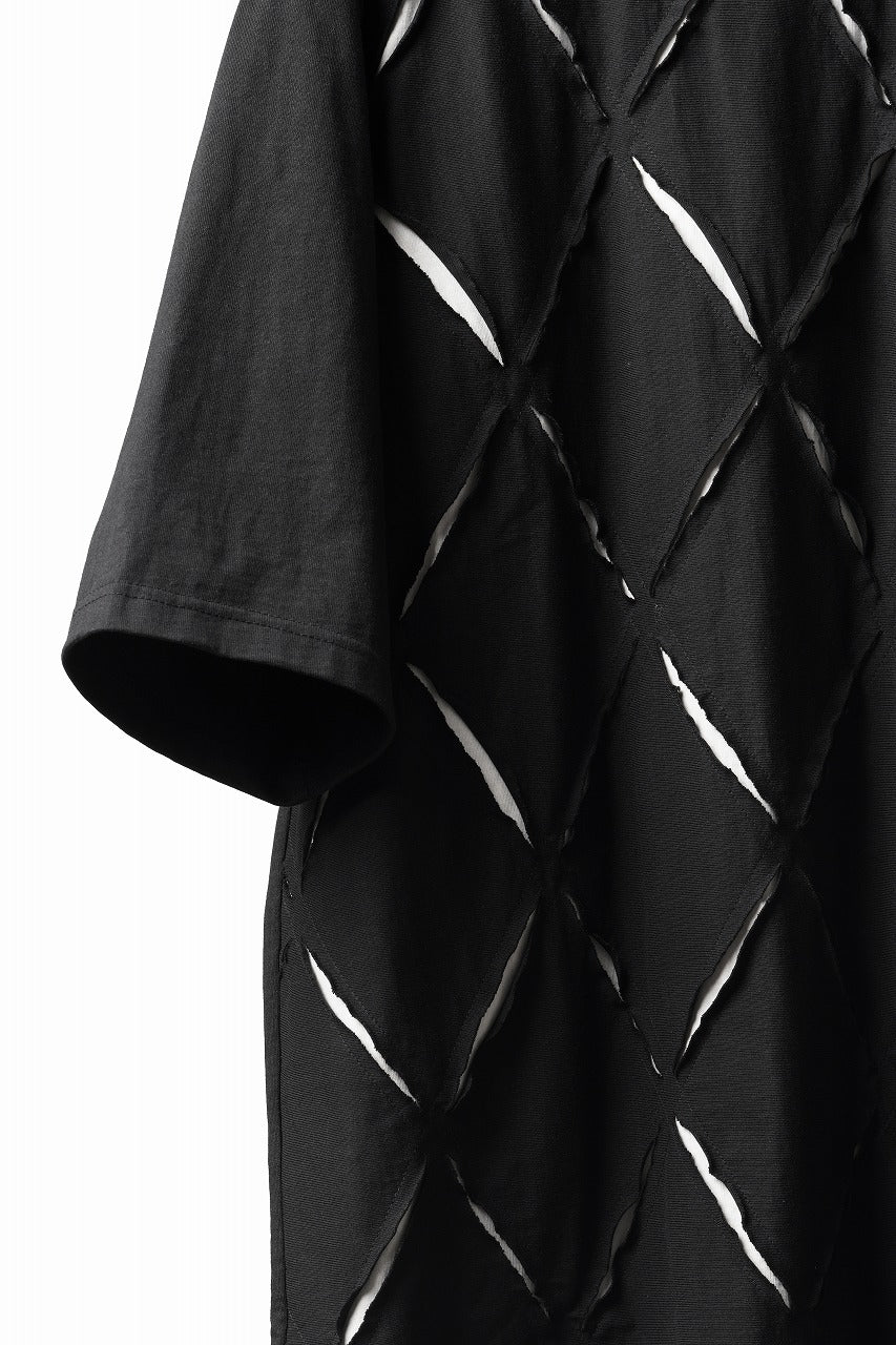 Load image into Gallery viewer, OBLADI ARGYLE JERSEY PATCHWORK T-SHIRT (BLACK x WHITE)
