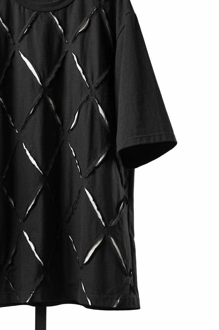 Load image into Gallery viewer, OBLADI ARGYLE JERSEY PATCHWORK T-SHIRT (BLACK x WHITE)
