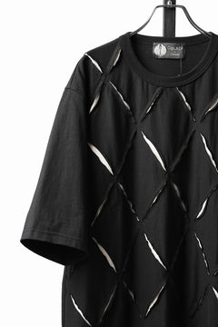 Load image into Gallery viewer, OBLADI ARGYLE JERSEY PATCHWORK T-SHIRT (BLACK x WHITE)