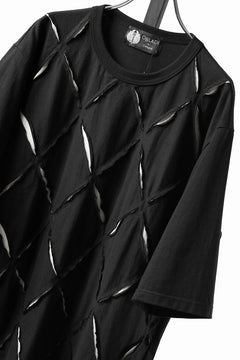 Load image into Gallery viewer, OBLADI ARGYLE JERSEY PATCHWORK T-SHIRT (BLACK x WHITE)