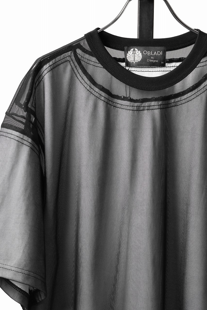 Load image into Gallery viewer, OBLADI MESH WITH PATCHWORK T-SHIRT (WHITE x BLACK)