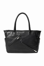 Load image into Gallery viewer, PORTER CLASSIC PC RIDERS LEATHER TOTE BAG M W / SILVER ZIPPER (BLACK)