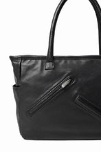 Load image into Gallery viewer, PORTER CLASSIC PC RIDERS LEATHER TOTE BAG M W / SILVER ZIPPER (BLACK)