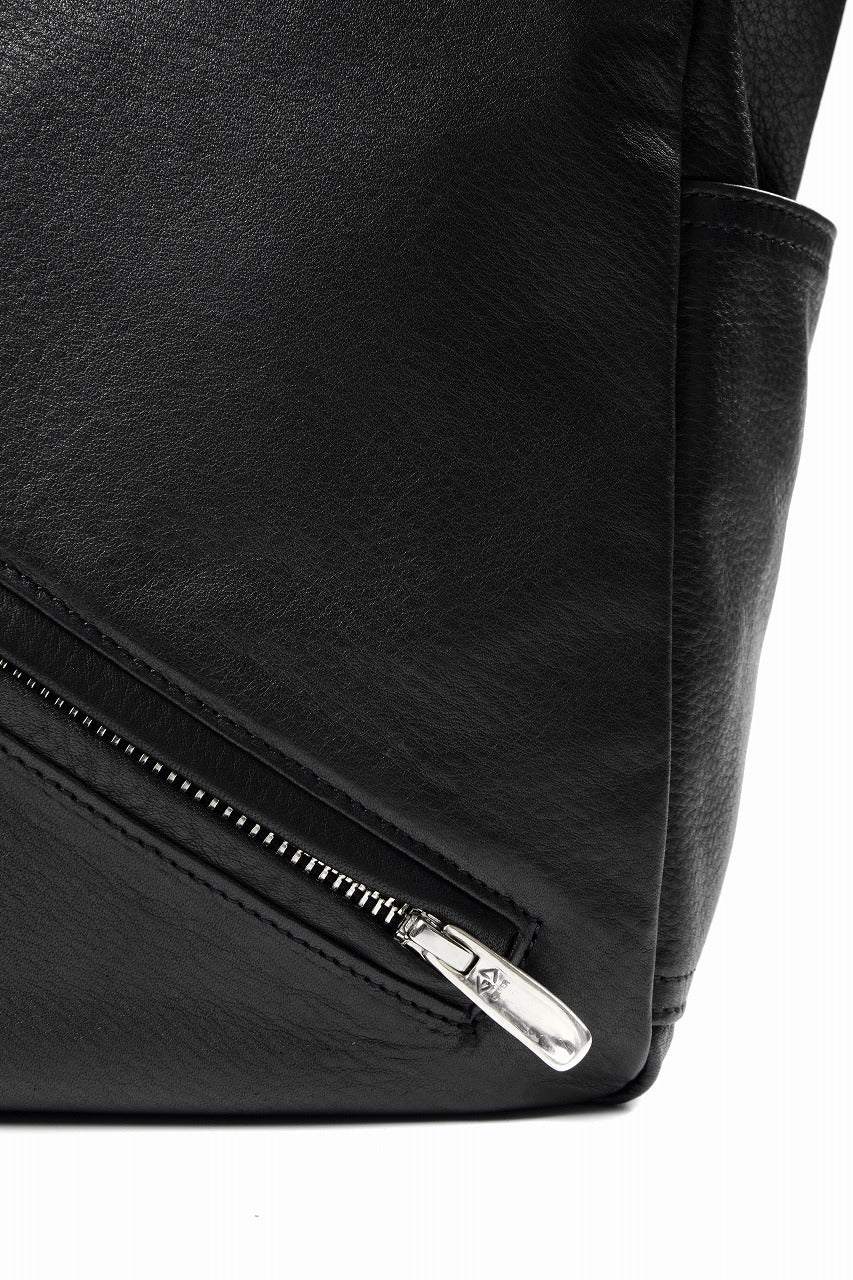 Load image into Gallery viewer, PORTER CLASSIC PC RIDERS LEATHER TOTE BAG M W / SILVER ZIPPER (BLACK)