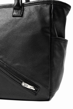 Load image into Gallery viewer, PORTER CLASSIC PC RIDERS LEATHER TOTE BAG M W / SILVER ZIPPER (BLACK)