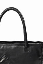 Load image into Gallery viewer, PORTER CLASSIC PC RIDERS LEATHER TOTE BAG M W / SILVER ZIPPER (BLACK)