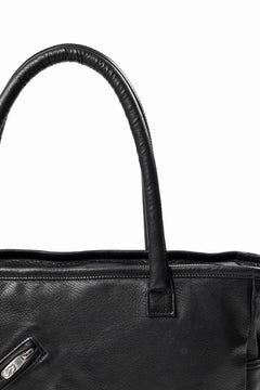 Load image into Gallery viewer, PORTER CLASSIC PC RIDERS LEATHER TOTE BAG M W / SILVER ZIPPER (BLACK)