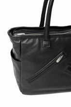 Load image into Gallery viewer, PORTER CLASSIC PC RIDERS LEATHER TOTE BAG M W / SILVER ZIPPER (BLACK)