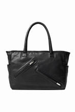 Load image into Gallery viewer, PORTER CLASSIC PC RIDERS LEATHER TOTE BAG M W / SILVER ZIPPER (BLACK)
