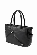 Load image into Gallery viewer, PORTER CLASSIC PC RIDERS LEATHER TOTE BAG M W / SILVER ZIPPER (BLACK)