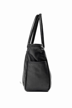Load image into Gallery viewer, PORTER CLASSIC PC RIDERS LEATHER TOTE BAG M W / SILVER ZIPPER (BLACK)
