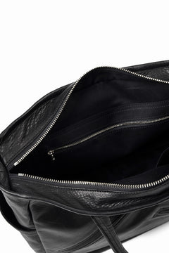 Load image into Gallery viewer, PORTER CLASSIC PC RIDERS LEATHER TOTE BAG M W / SILVER ZIPPER (BLACK)