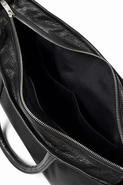 Load image into Gallery viewer, PORTER CLASSIC PC RIDERS LEATHER TOTE BAG M W / SILVER ZIPPER (BLACK)