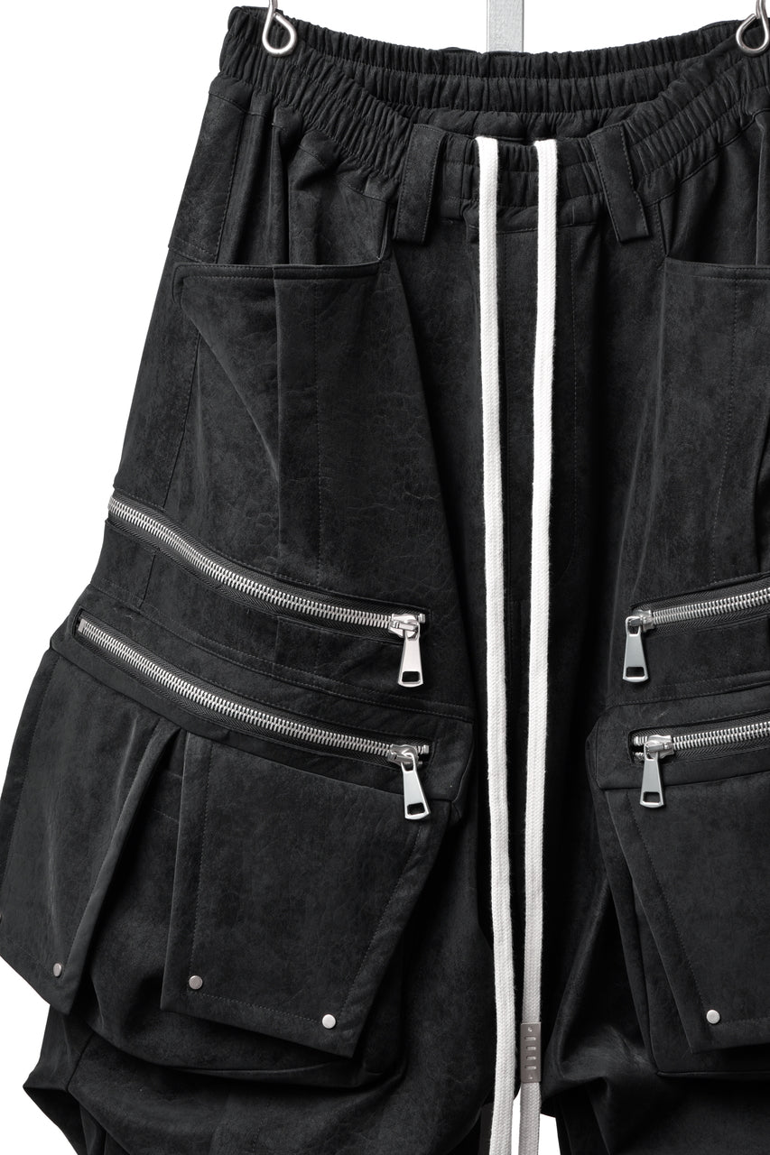 画像をギャラリービューアに読み込む, A.F ARTEFACT MULTI FLAP WIDE PANTS / VEGAN LEATHER (BLACK)