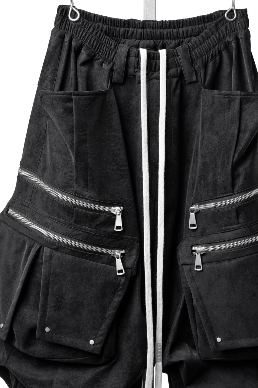 画像をギャラリービューアに読み込む, A.F ARTEFACT MULTI FLAP WIDE PANTS / VEGAN LEATHER (BLACK)