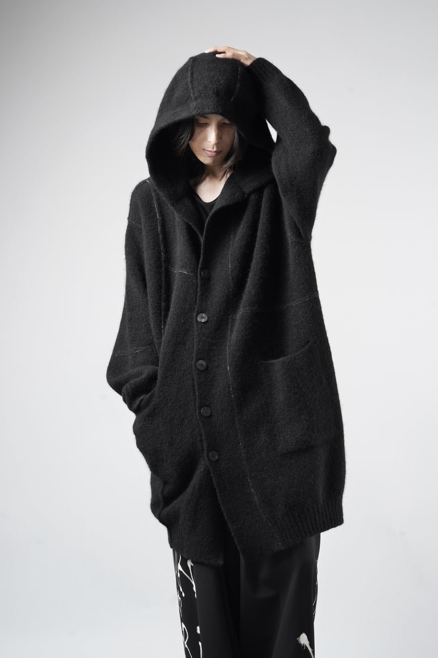 Load image into Gallery viewer, ISABEL BENENATO Yak Hooded Coat and Outer Seams Detail (BLACK)
