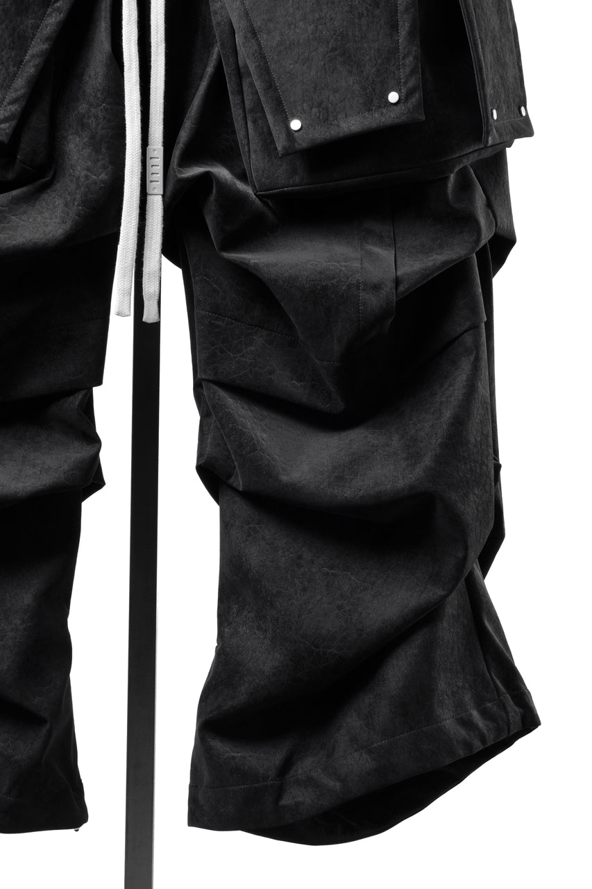 画像をギャラリービューアに読み込む, A.F ARTEFACT MULTI FLAP WIDE PANTS / VEGAN LEATHER (BLACK)