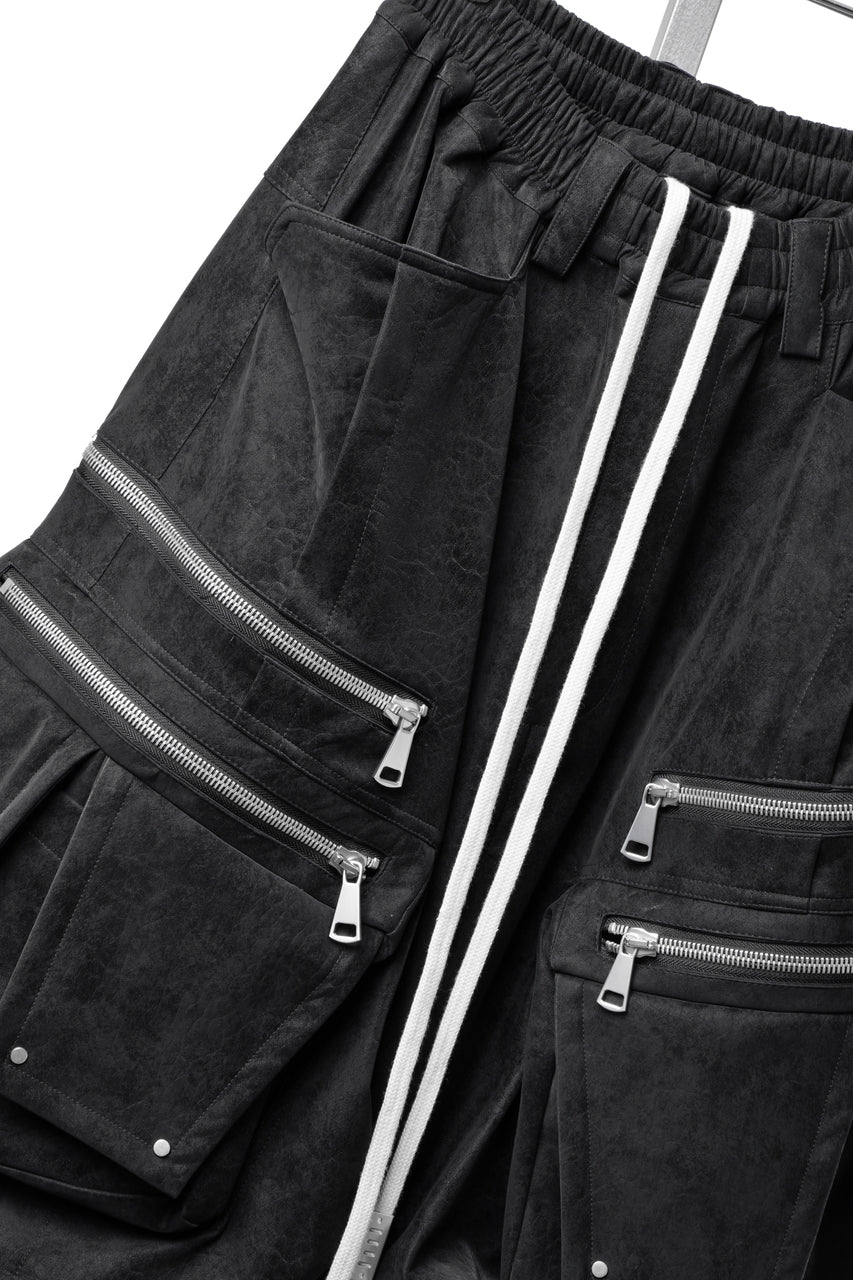 画像をギャラリービューアに読み込む, A.F ARTEFACT MULTI FLAP WIDE PANTS / VEGAN LEATHER (BLACK)