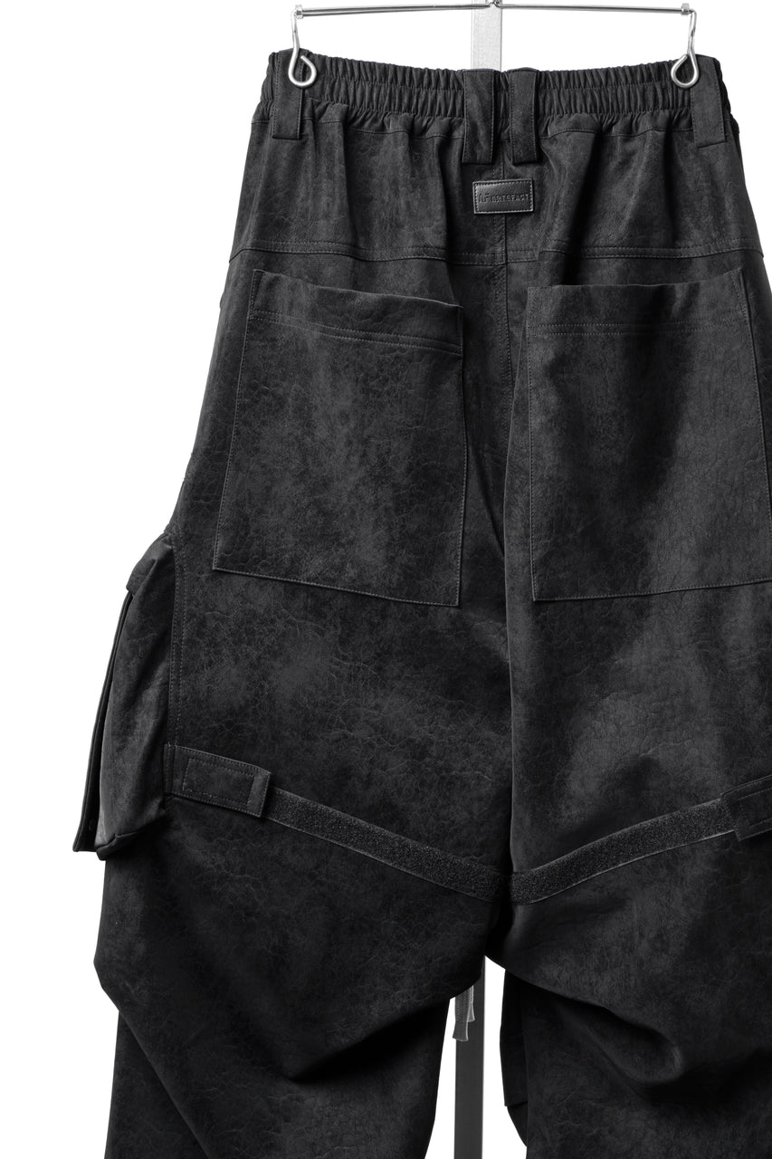画像をギャラリービューアに読み込む, A.F ARTEFACT MULTI FLAP WIDE PANTS / VEGAN LEATHER (BLACK)