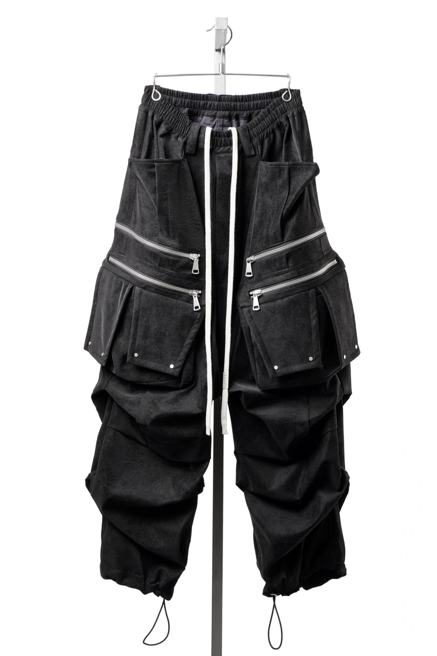 画像をギャラリービューアに読み込む, A.F ARTEFACT MULTI FLAP WIDE PANTS / VEGAN LEATHER (BLACK)