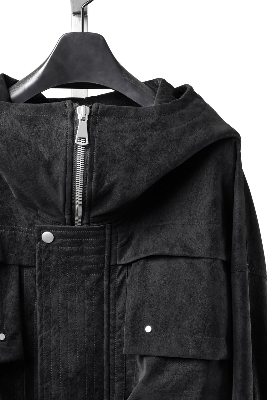 画像をギャラリービューアに読み込む, A.F ARTEFACT MILITARY HOODIE BLOUSON / VEGAN LEATHER (BLACK)