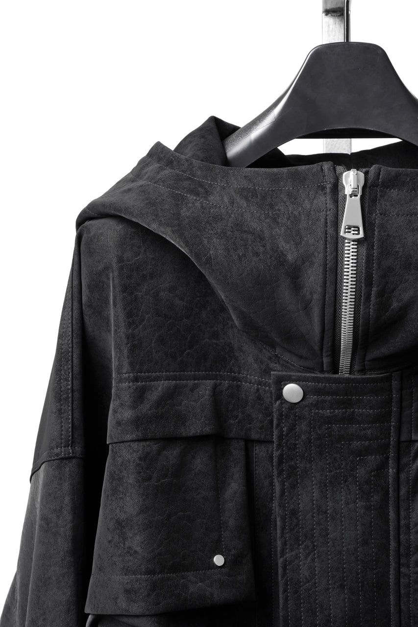 画像をギャラリービューアに読み込む, A.F ARTEFACT MILITARY HOODIE BLOUSON / VEGAN LEATHER (BLACK)