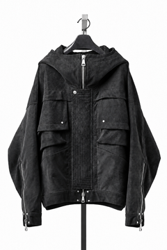 画像をギャラリービューアに読み込む, A.F ARTEFACT MILITARY HOODIE BLOUSON / VEGAN LEATHER (BLACK)