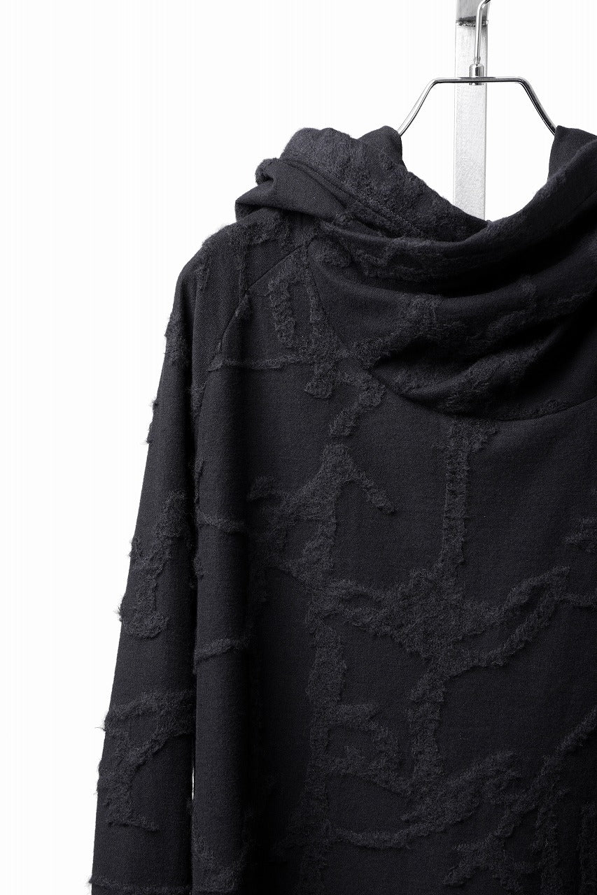 画像をギャラリービューアに読み込む, A.F ARTEFACT TWISTED HOOD PULLOVER TOP / SURFACE WOOL (BLACK)