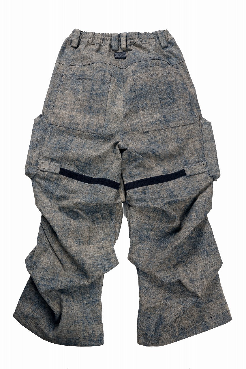 画像をギャラリービューアに読み込む, A.F ARTEFACT BLENDED SHADES DENIM CARGO TUCK WIDE PANTS (STEEL BLUE)