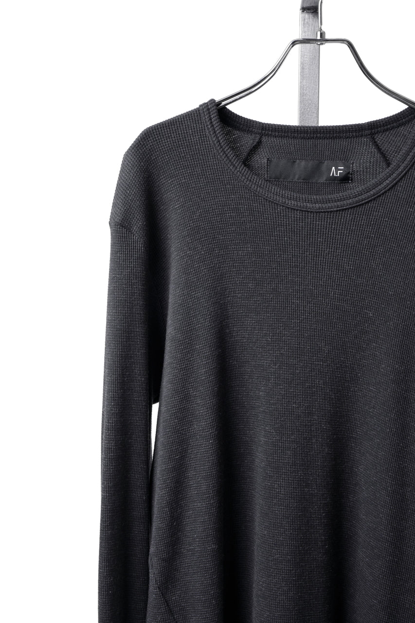 画像をギャラリービューアに読み込む, A.F ARTEFACT BACK PRINTED PULLOVER TOP / WAFFLE KNIT JERSEY (DARK GREY)