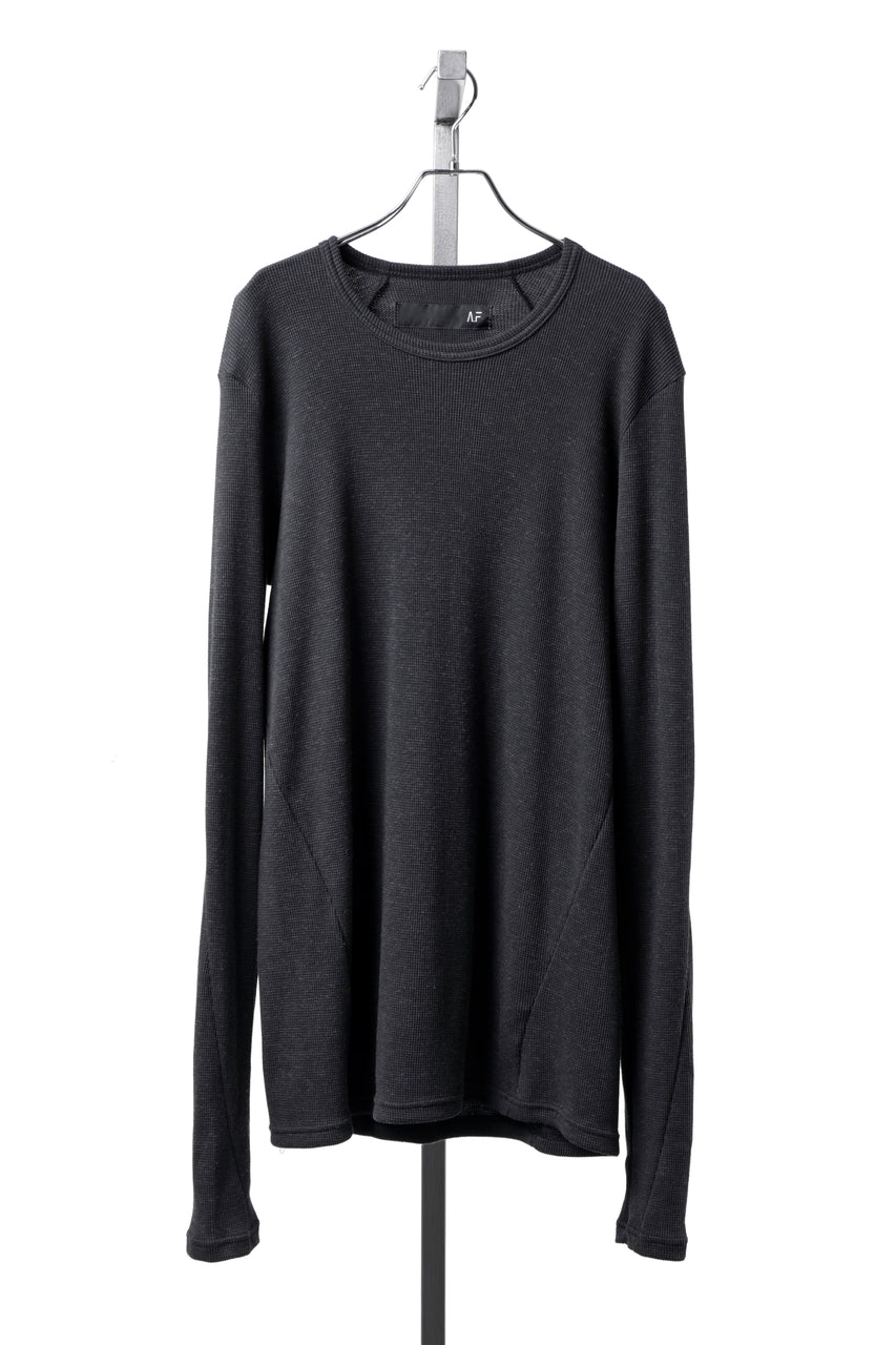 画像をギャラリービューアに読み込む, A.F ARTEFACT BACK PRINTED PULLOVER TOP / WAFFLE KNIT JERSEY (DARK GREY)