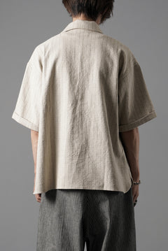 画像をギャラリービューアに読み込む, N/07 OPEN COLLAR H/S SHIRT / HEAVY C/LI BUTCHER STRIPES (BEIGE)