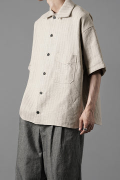 画像をギャラリービューアに読み込む, N/07 OPEN COLLAR H/S SHIRT / HEAVY C/LI BUTCHER STRIPES (BEIGE)