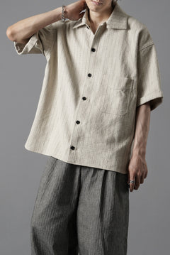 画像をギャラリービューアに読み込む, N/07 OPEN COLLAR H/S SHIRT / HEAVY C/LI BUTCHER STRIPES (BEIGE)