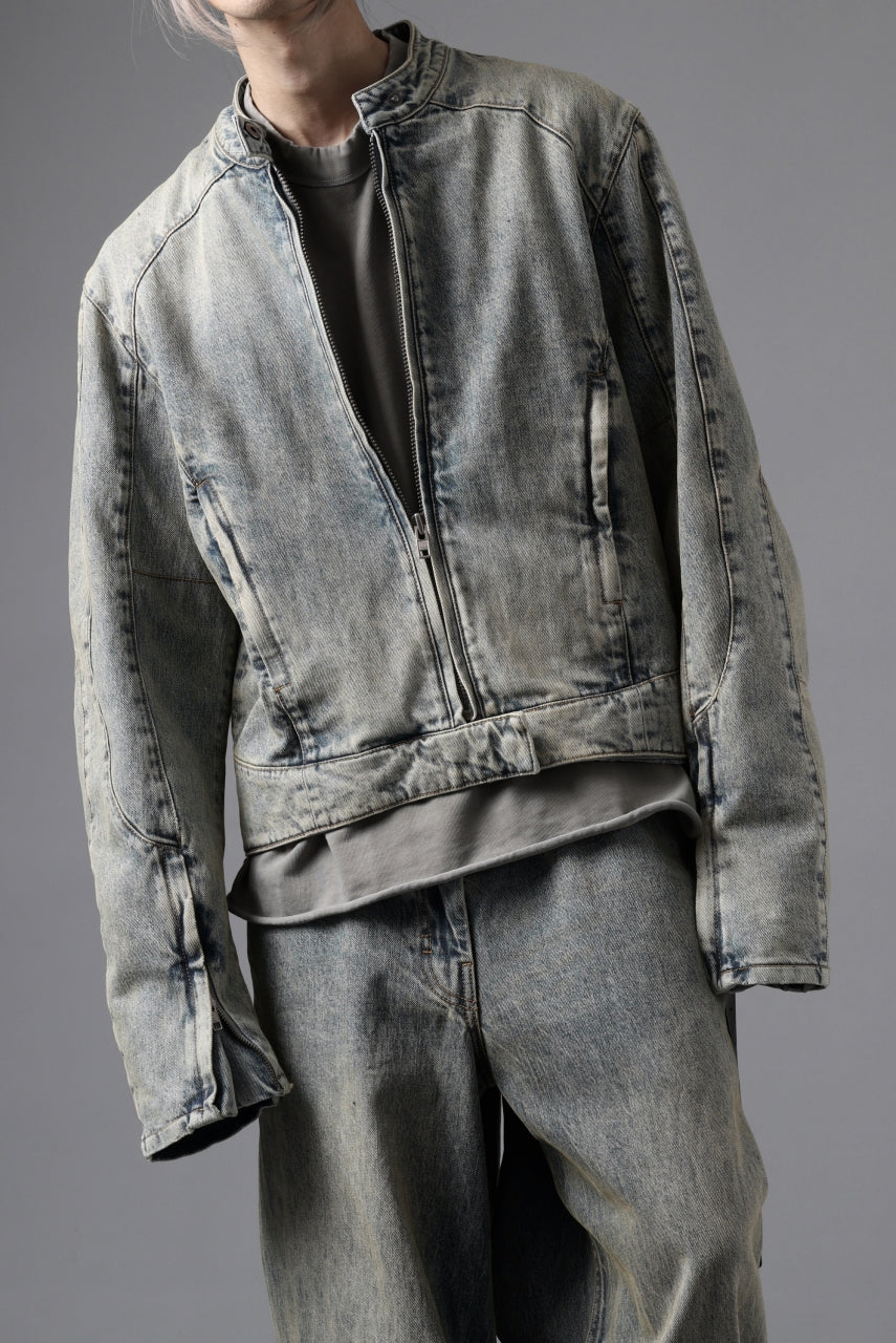 Load image into Gallery viewer, entire studios MOTO DENIM JACKET (SURFACE WAVE)