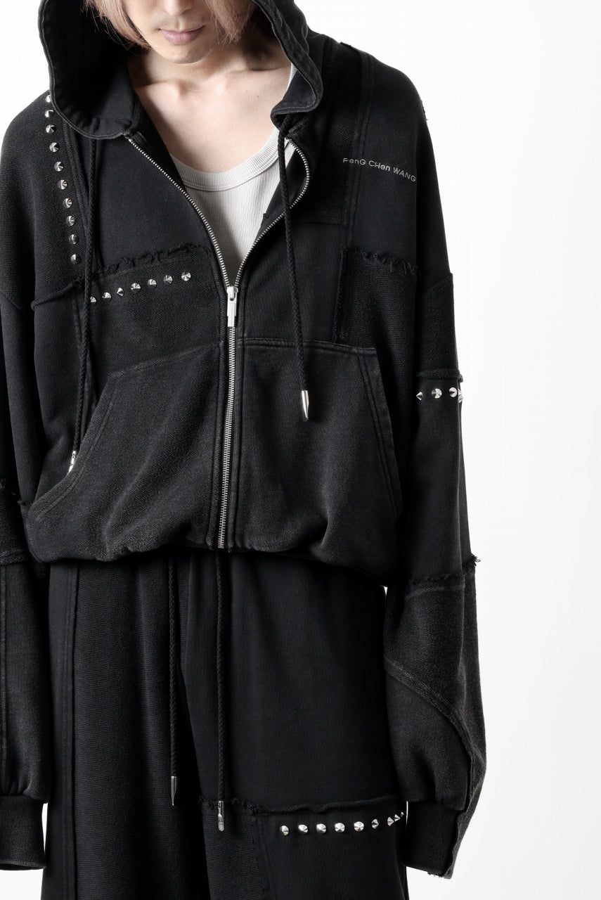 Feng Chen Wang PANELLED FULL ZIP HOODIE (BLACK)