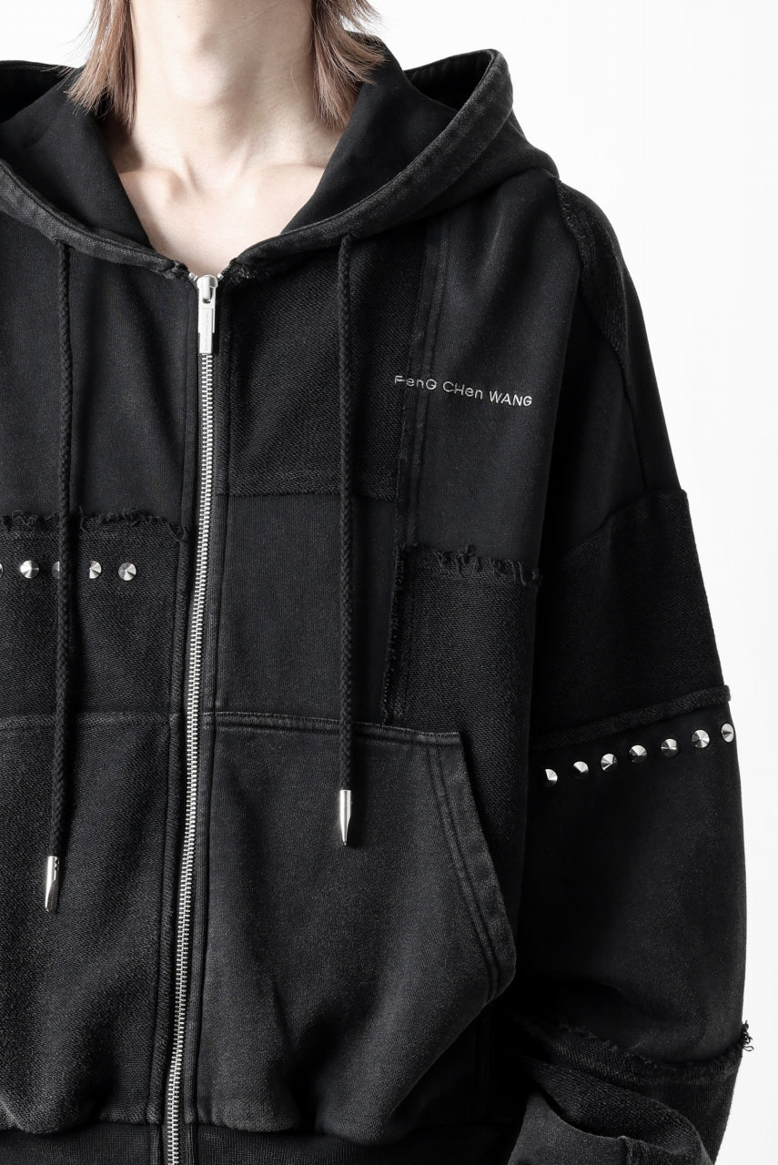 Feng Chen Wang PANELLED FULL ZIP HOODIE (BLACK)