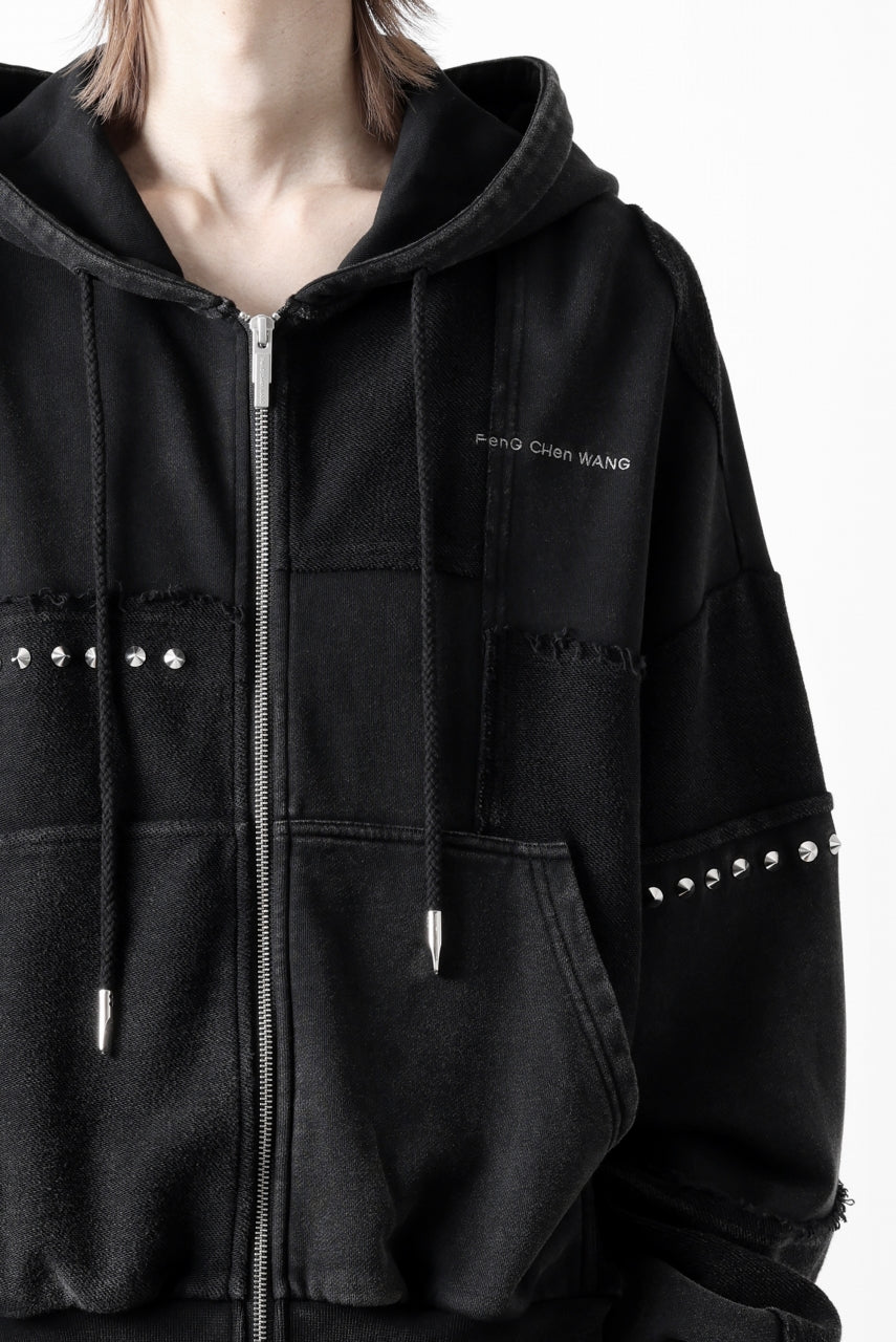 Feng Chen Wang PANELLED FULL ZIP HOODIE (BLACK)