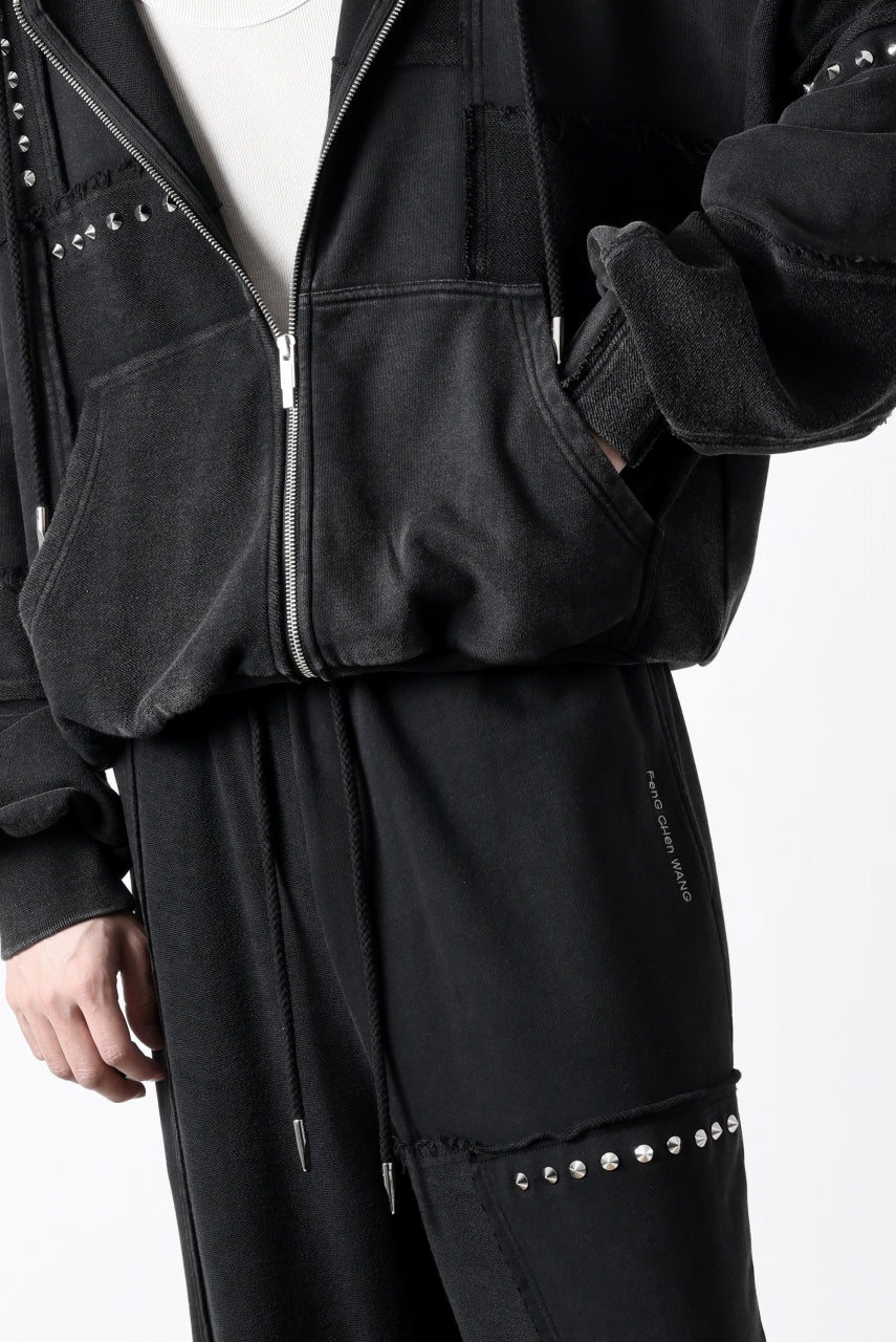 Feng Chen Wang PANELLED FULL ZIP HOODIE (BLACK)