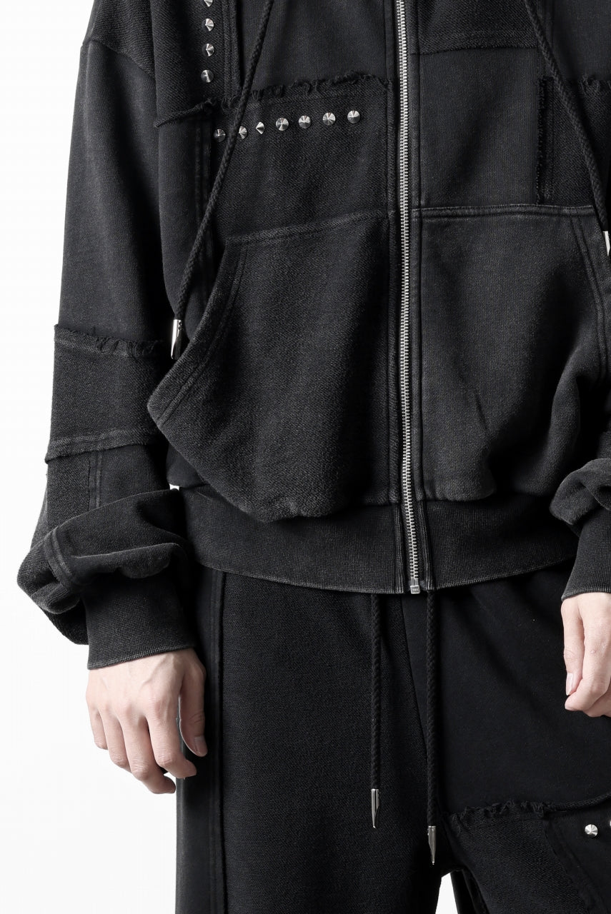 Feng Chen Wang PANELLED FULL ZIP HOODIE (BLACK)