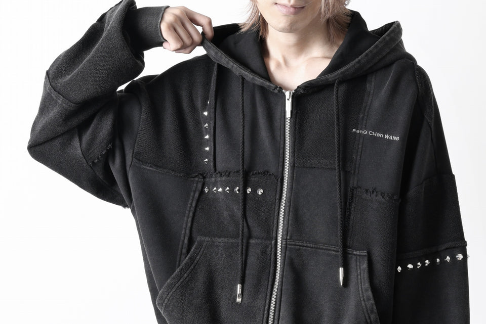 画像をギャラリービューアに読み込む, Feng Chen Wang PANELLED FULL ZIP HOODIE (BLACK)