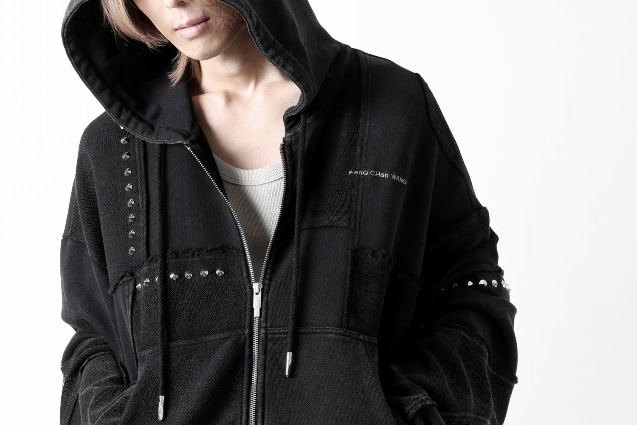 Feng Chen Wang PANELLED FULL ZIP HOODIE (BLACK)