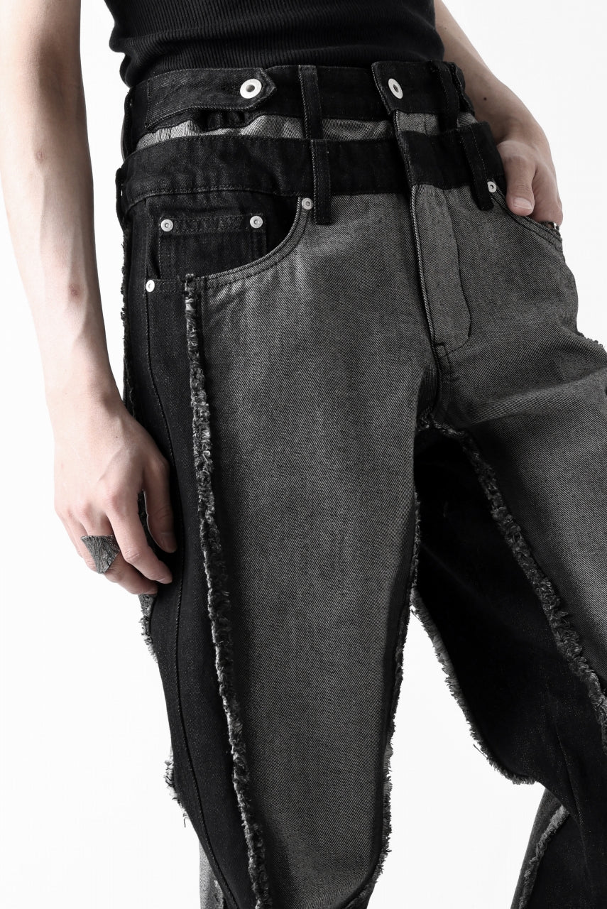 Feng Chen Wang RAW EDGE PATCHWORK TROUSERS (BLACK)