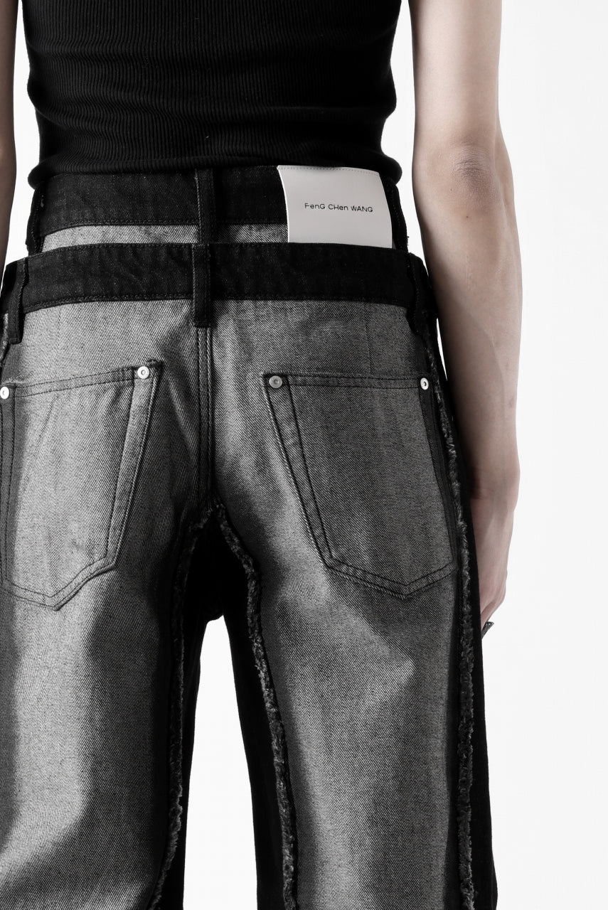 Feng Chen Wang RAW EDGE PATCHWORK TROUSERS (BLACK)